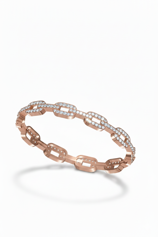 14K Gold Diamonds Chain-Link Bangle Bracelet
