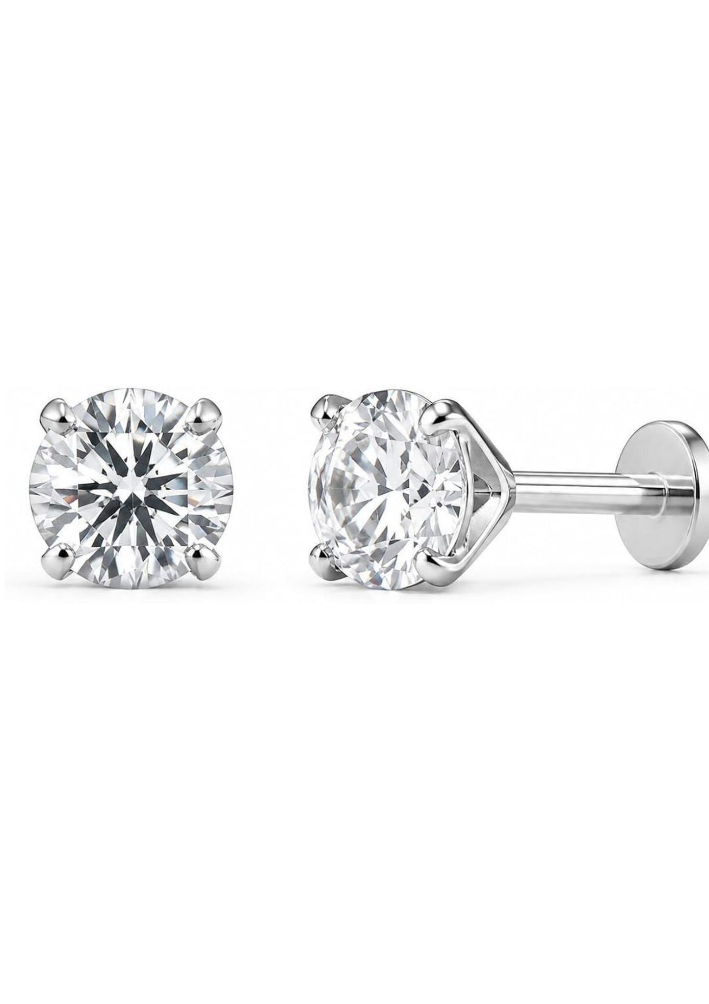 Essential Natural Round Solitaire Ear tops and Nosepins