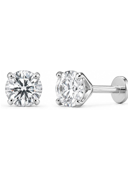 Essential Natural Round Solitaire Ear tops and Nosepins