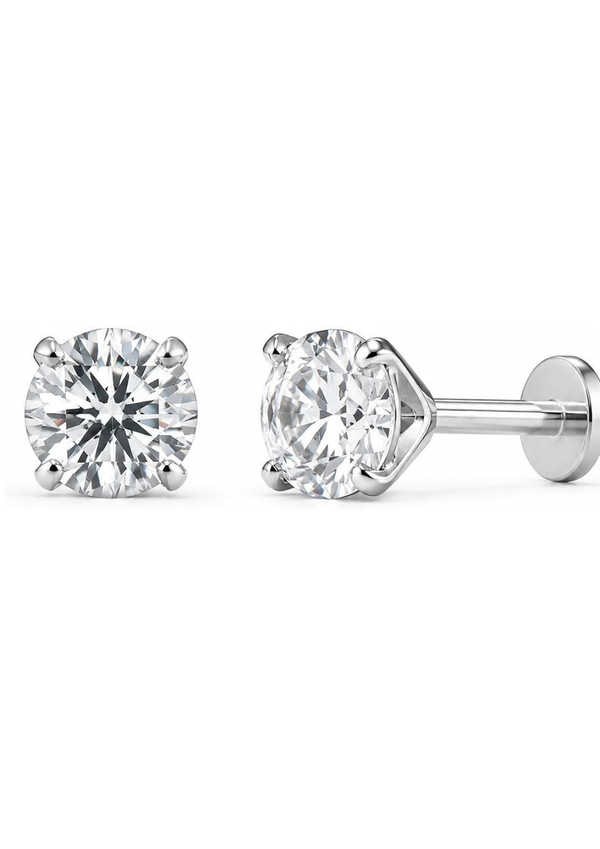 Essential Natural Round Solitaire Ear tops and Nosepins