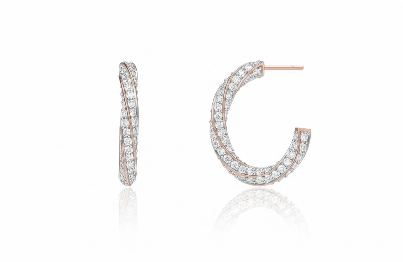 Diamond Pavé Hoop Earrings in Rose Gold