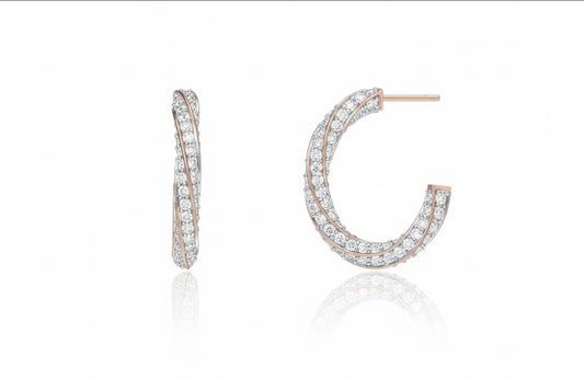 Diamond Pavé Hoop Earrings in Rose Gold