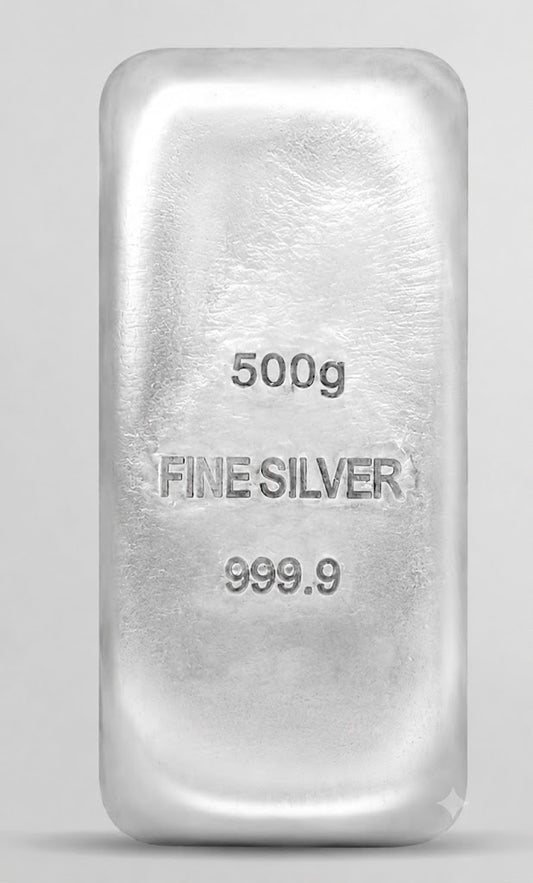 500gm silver casted bar