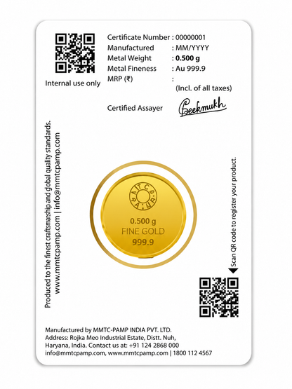 0.500GM MMTC BANYAN TREE GOLD COIN