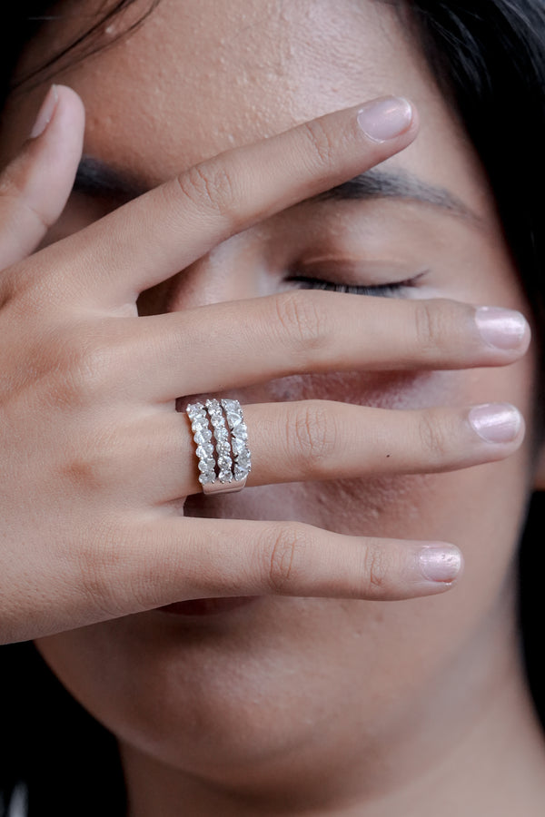 The Grand Triple-Row Diamond Band Ring