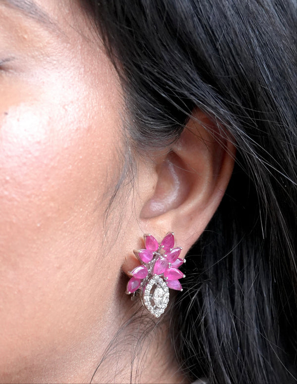 The 14k Empress Flora Ruby & Diamond Cluster Earrings
