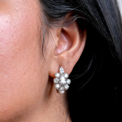 The Linea Pear & Brilliant Cluster Drop Earrings