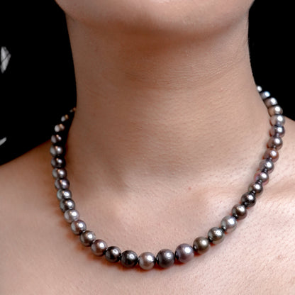 The Obsidian Lumina Black Pearl Strand Necklace