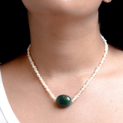 The Lumina Emerald-Core Seed Pearl Choker