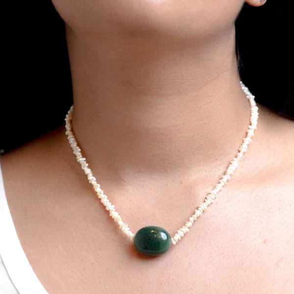 The Lumina Emerald-Core Seed Pearl Choker