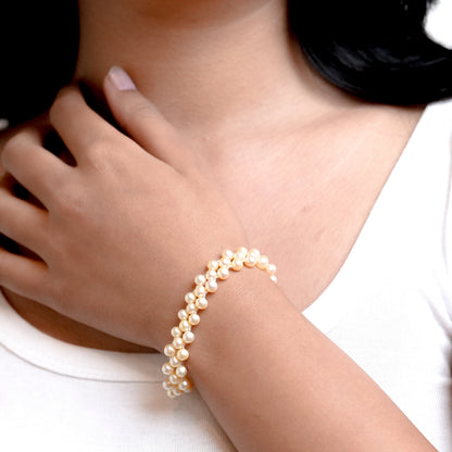 The Lumina Woven Mesh Pearl Bracelet