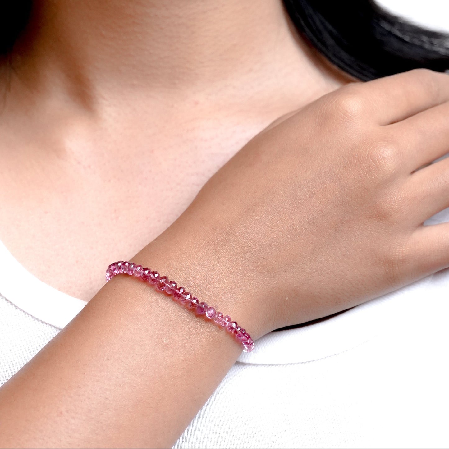 The Blush Tourmaline Faceted Minimalist Bracelet
