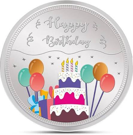 20gm KUNDAN HAPPY BIRTHDAY SILVER COIN