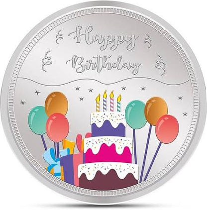 20gm KUNDAN HAPPY BIRTHDAY SILVER COIN
