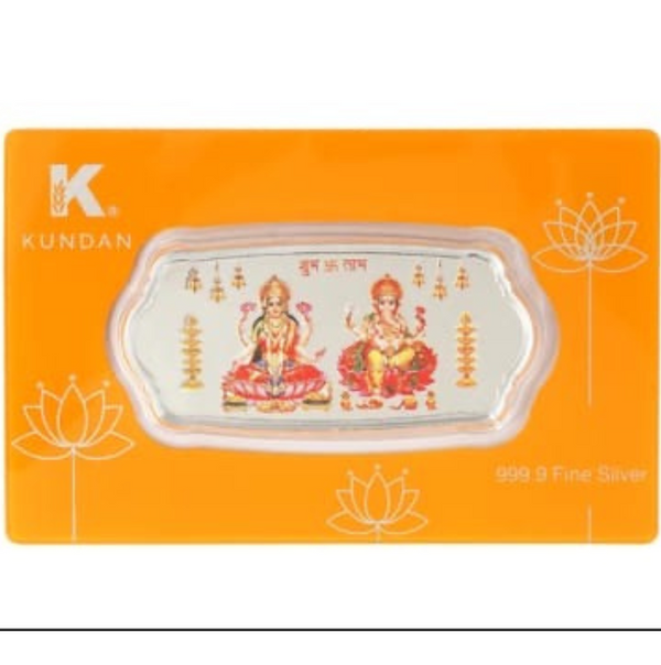 50gm KUNDAN LAXMI-GANESH SILVER COIN