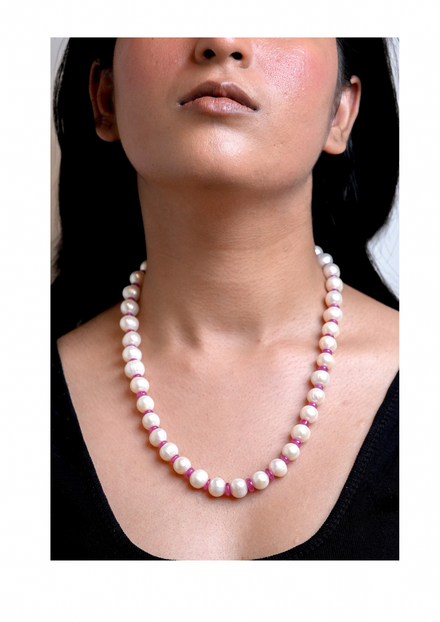 Noble Grace Pearl-Ruby Necklace
