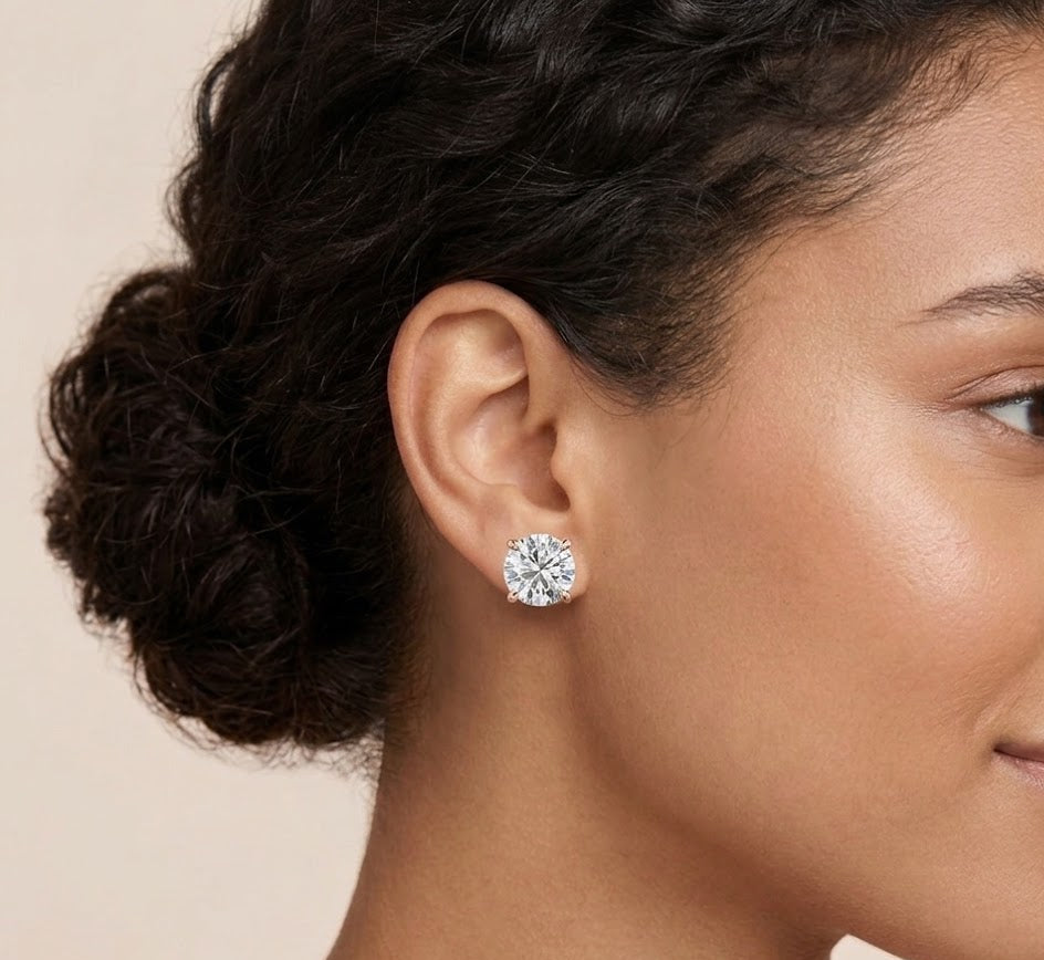 Essential Natural Solitaire Stud Earring