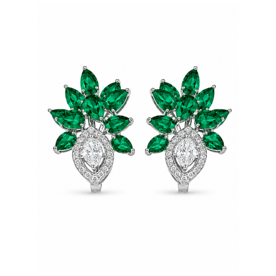 The Empress Flora Ruby & Diamond Cluster Earrings