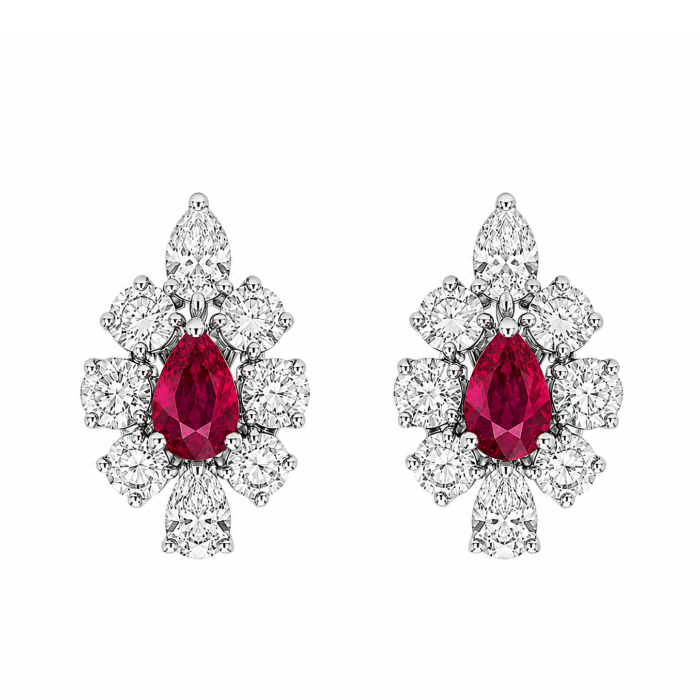 The Linea Pear & Brilliant Cluster Drop Earrings