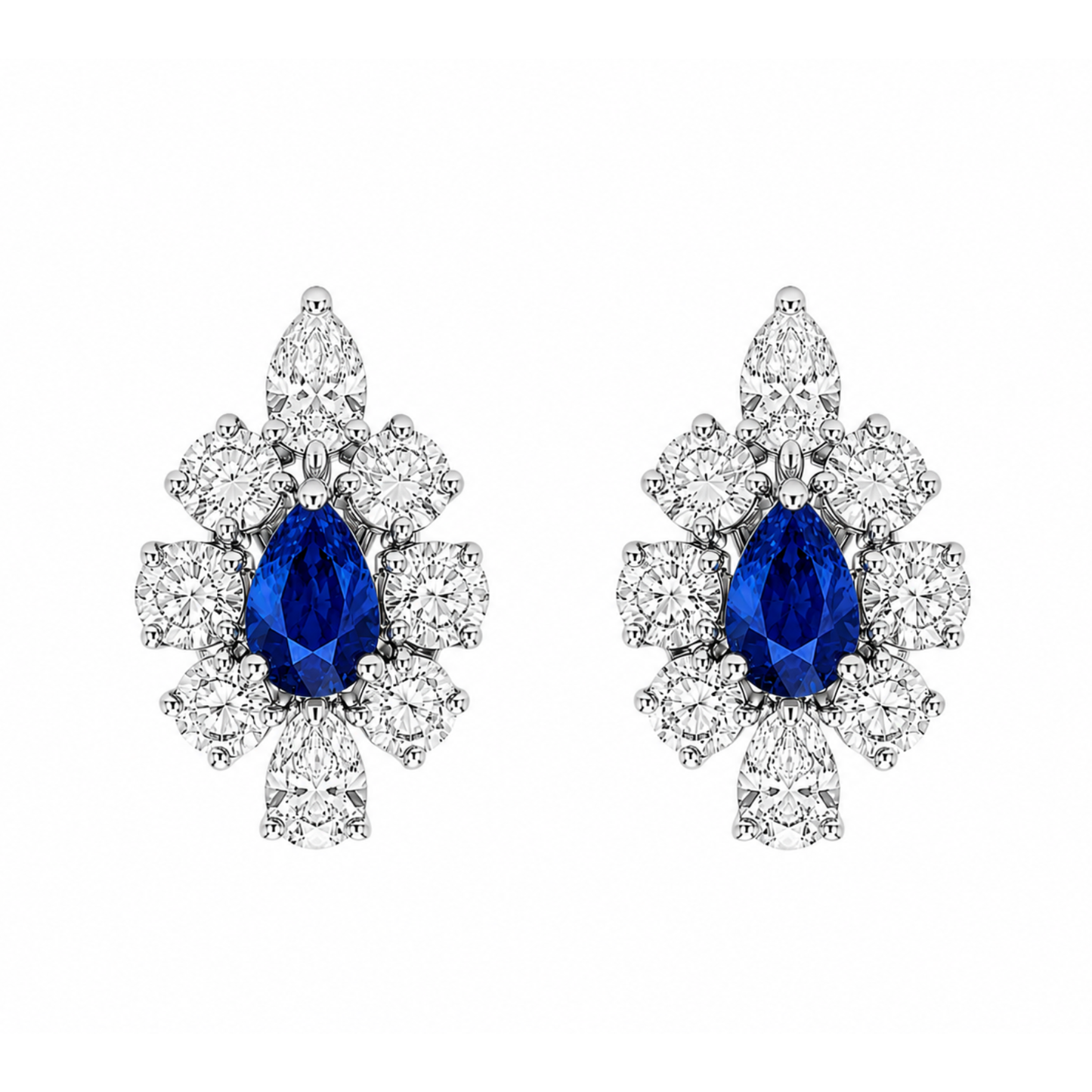 The Linea Pear & Brilliant Cluster Drop Earrings