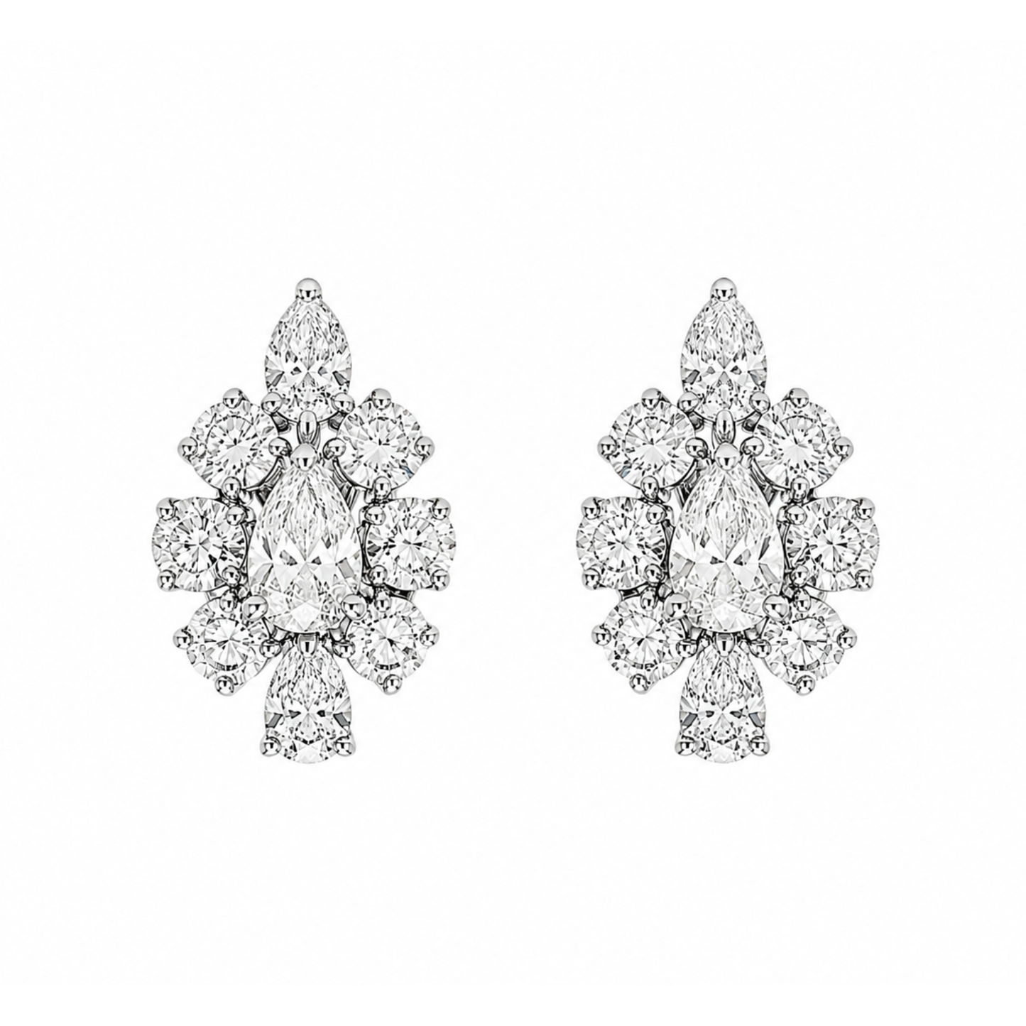 The Linea Pear & Brilliant Cluster Drop Earrings