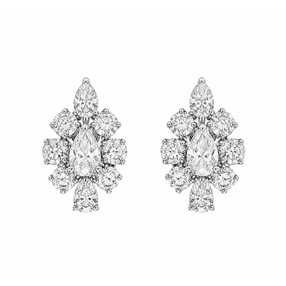 The Linea Pear & Brilliant Cluster Drop Earrings
