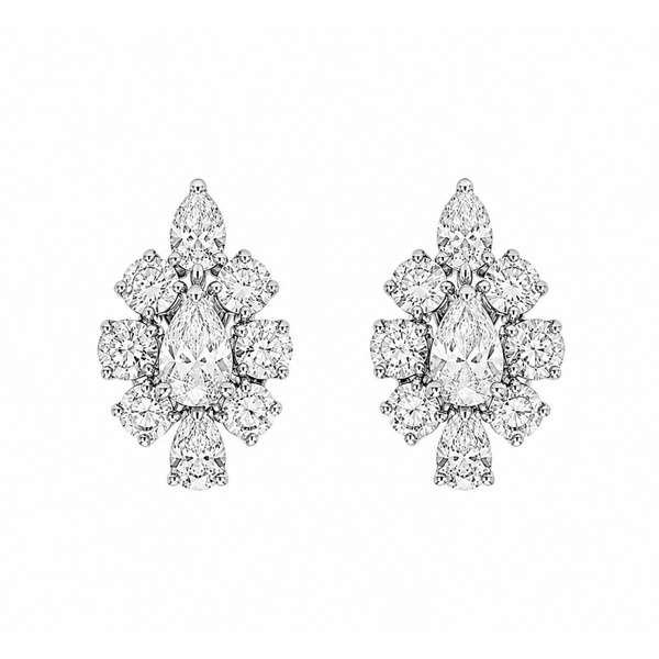 The Linea Pear & Brilliant Cluster Drop Earrings