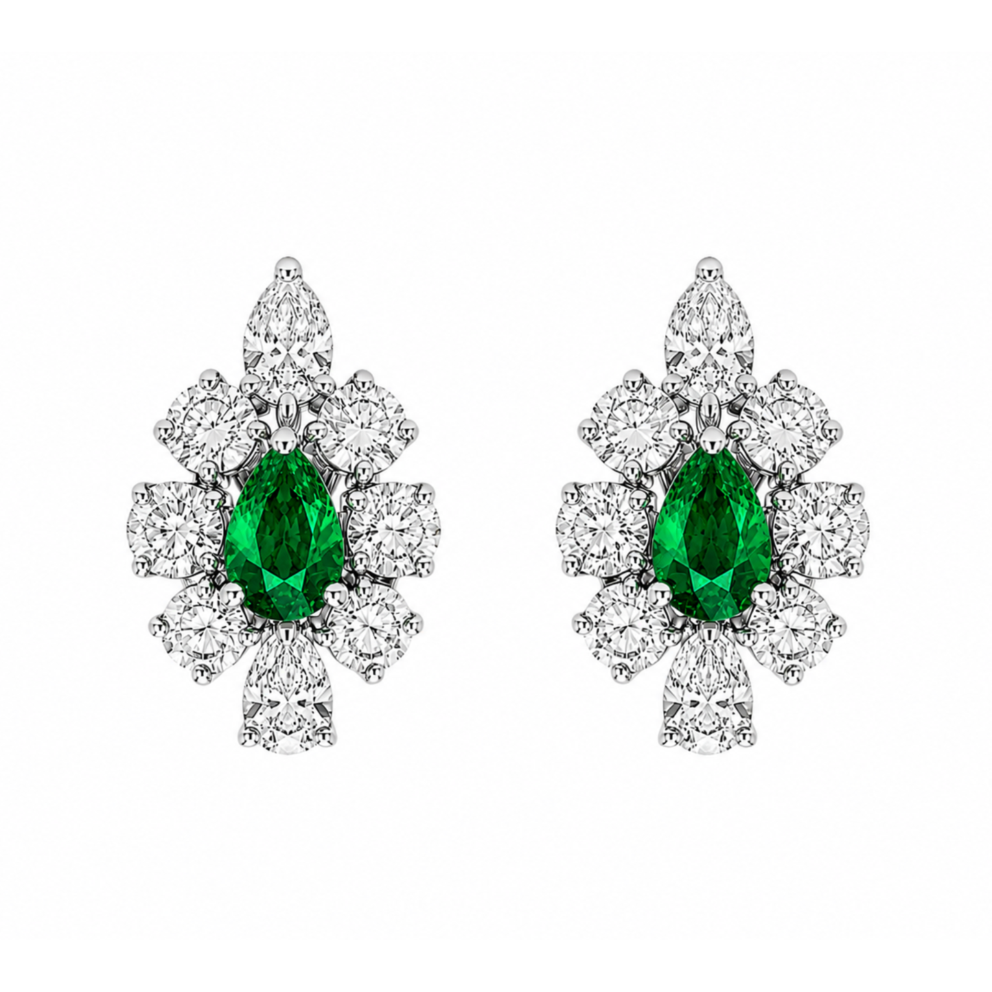 The Linea Pear & Brilliant Cluster Drop Earrings
