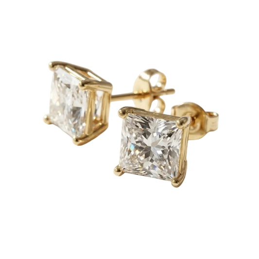 Essential Lab Grown Princess Solitaire Stud Earring