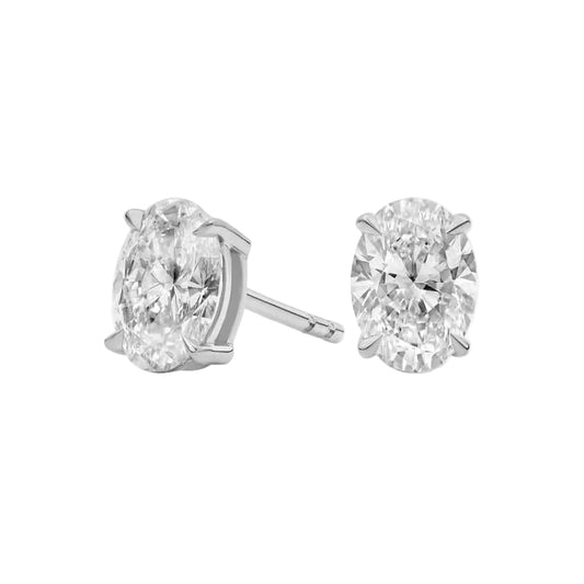 Essential Lab Grown Oval Solitaire Stud Earring