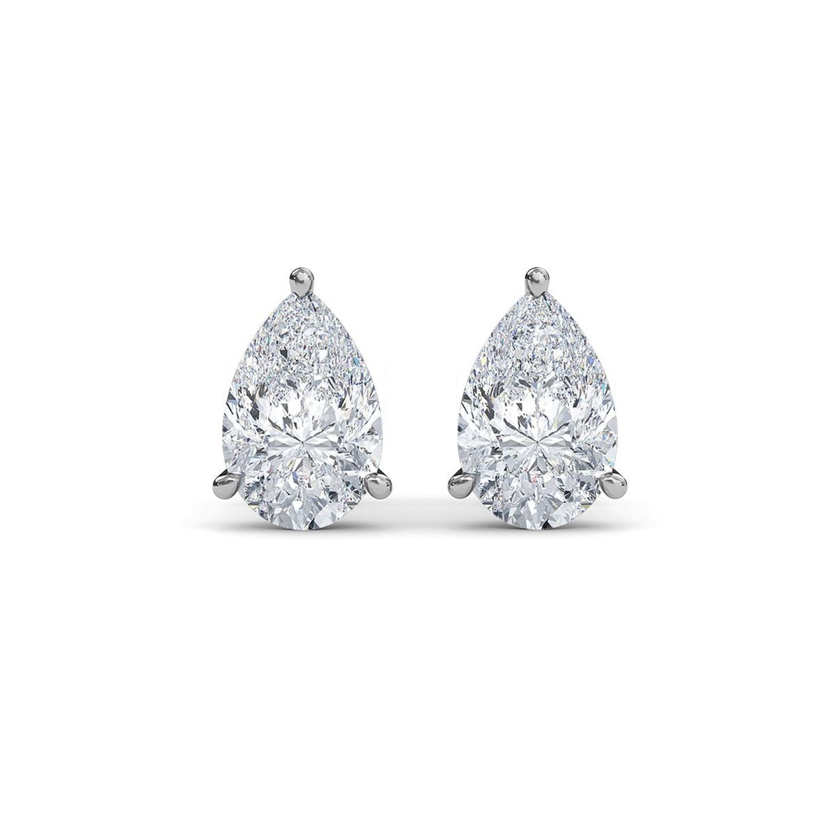 Essential Lab Grown Pear Solitaire Stud Earring