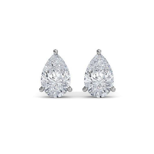 Essential Lab Grown Pear Solitaire Stud Earring