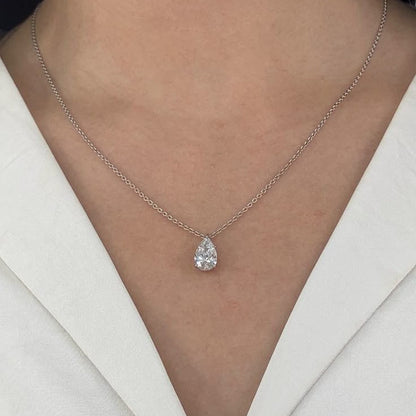 Essential Lab Grown Pear Solitaire Pendant