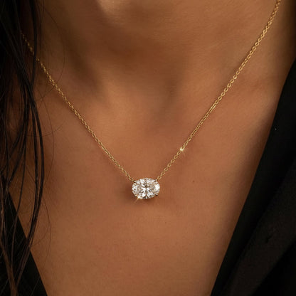 Essential Lab Grown Oval Solitaire Pendant