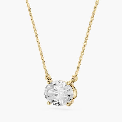 Essential Lab Grown Oval Solitaire Pendant