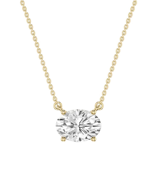 Essential Lab Grown Oval Solitaire Pendant