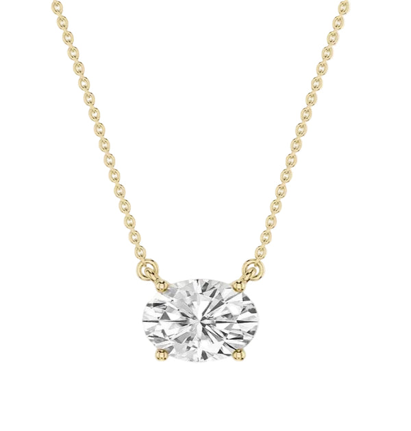 Essential Lab Grown Oval Solitaire Pendant