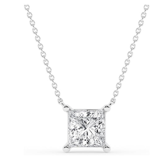 Essential Lab Grown Princess Solitaire Pendant