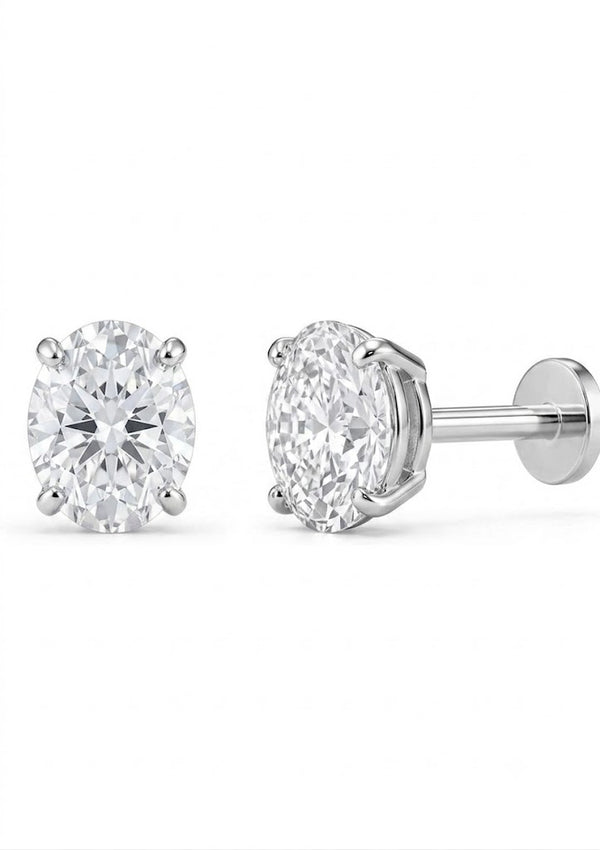 Essential Natural Oval Solitaire Ear tops and Nosepins