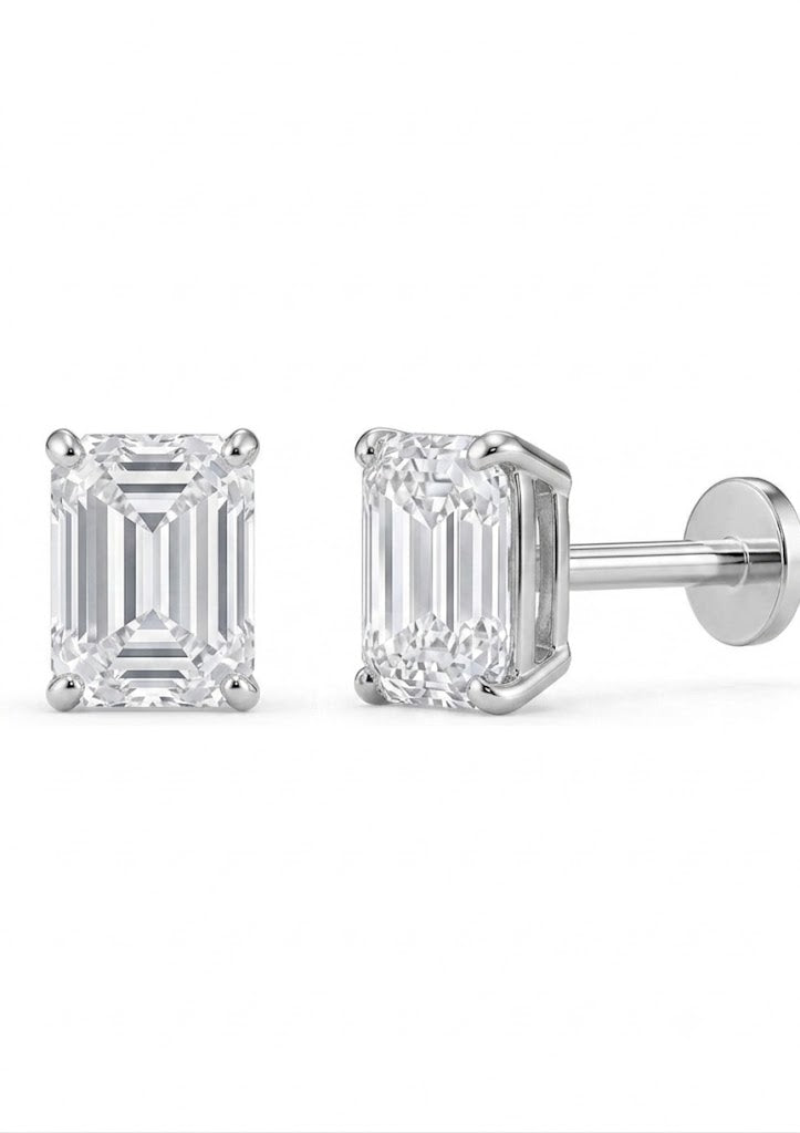 Essential Natural Emerald Solitaire Ear tops and Nosepins