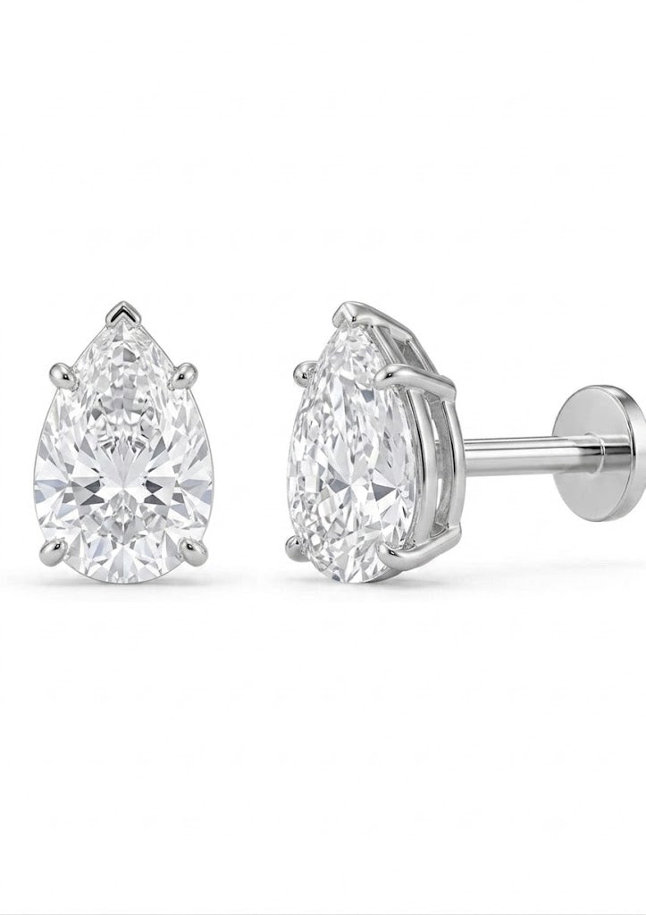Essential Natural Pear Solitaire Ear tops and Nosepins