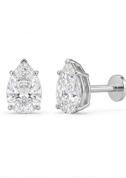 Essential Natural Pear Solitaire Ear tops and Nosepins