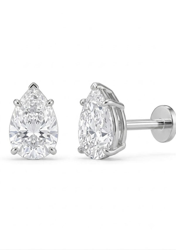 Essential Natural Pear Solitaire Ear tops and Nosepins