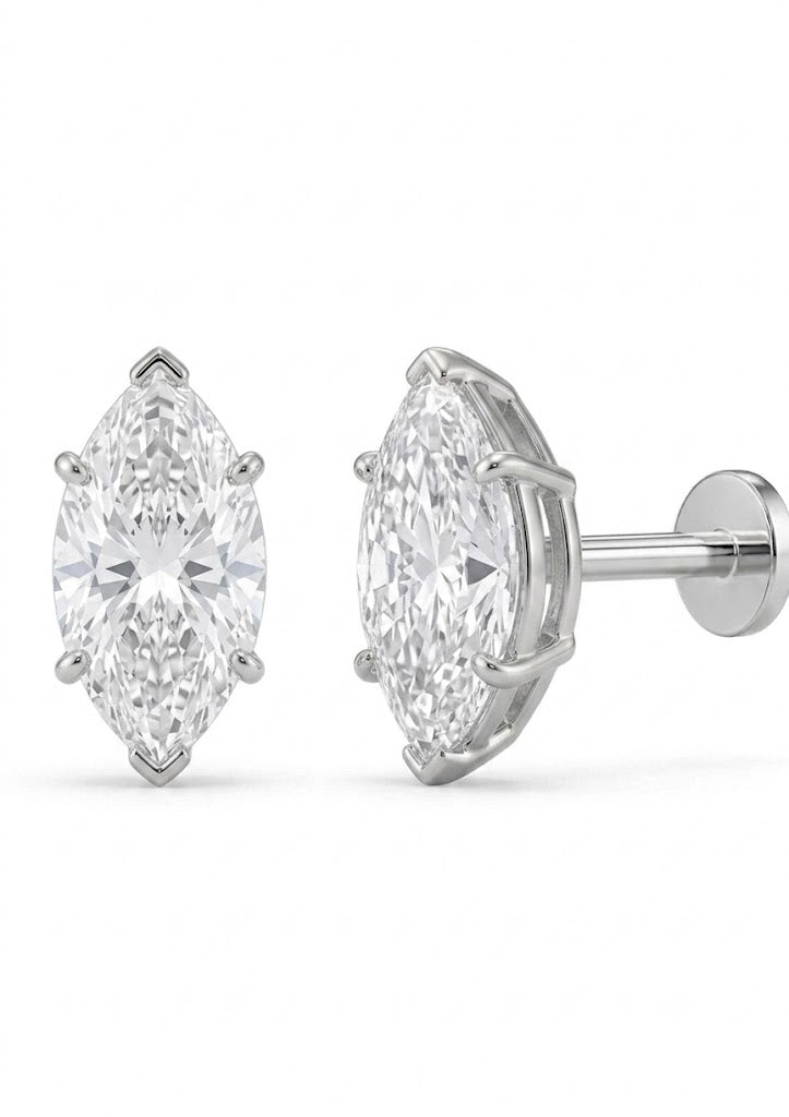 Essential Natural Marquise Solitaire Ear tops and Nosepins