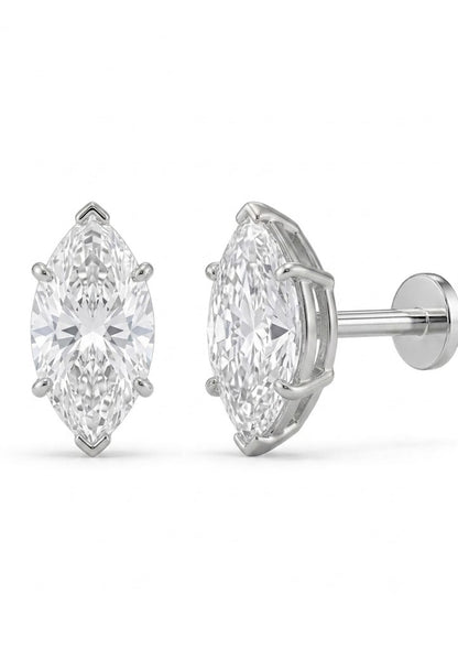 Essential Natural Marquise Solitaire Ear tops and Nosepins