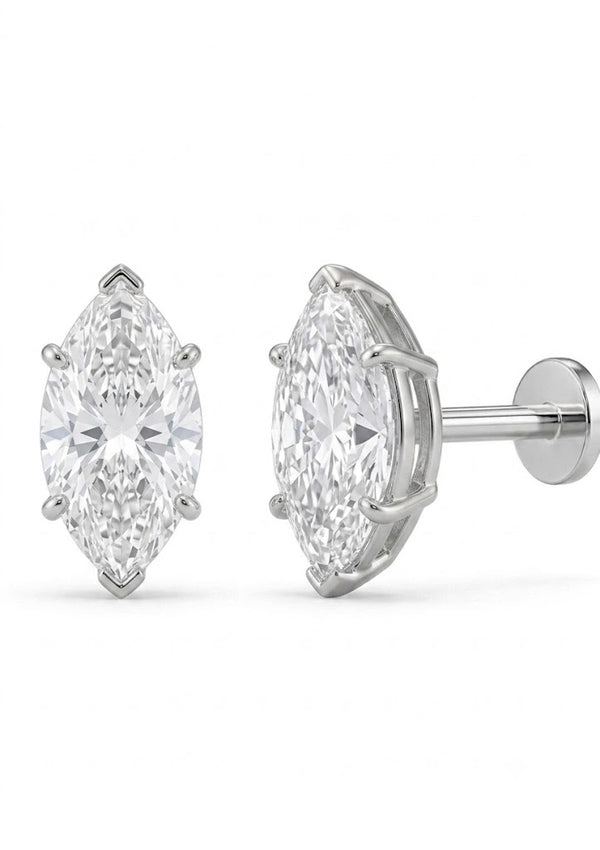 Essential Natural Marquise Solitaire Ear tops and Nosepins