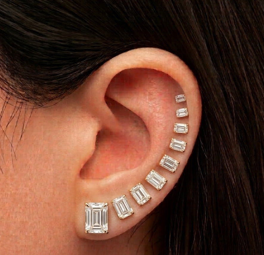 Essential Natural Emerald Solitaire Ear tops and Nosepins