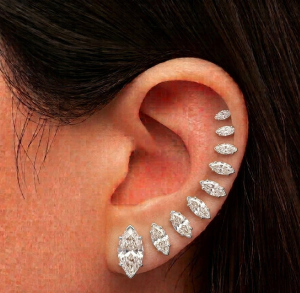 Essential Natural Marquise Solitaire Ear tops and Nosepins