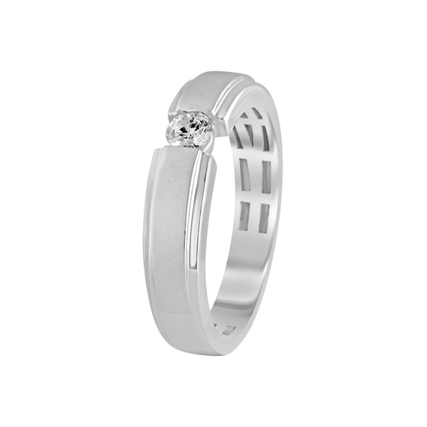 4mm Matte Finish Diamond Split Wedding Band in Platinum