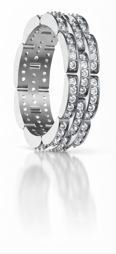 Signature Stud Pavé Diamond Geometric Band